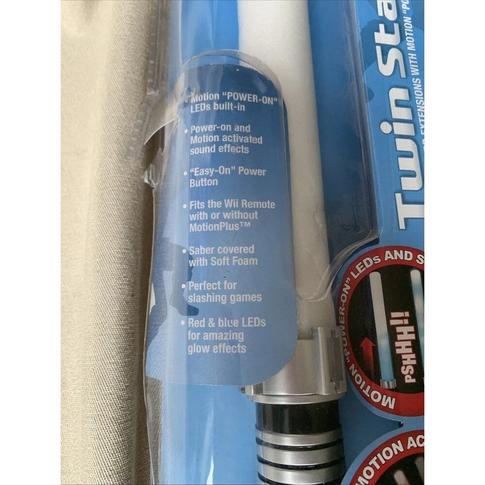 Wii Twin Star Sabers Twin Pack Child Safe Soft Foam LED & Sound Effects NIB IMP